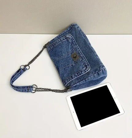 Chain Reaction Crossbody Denim Bag