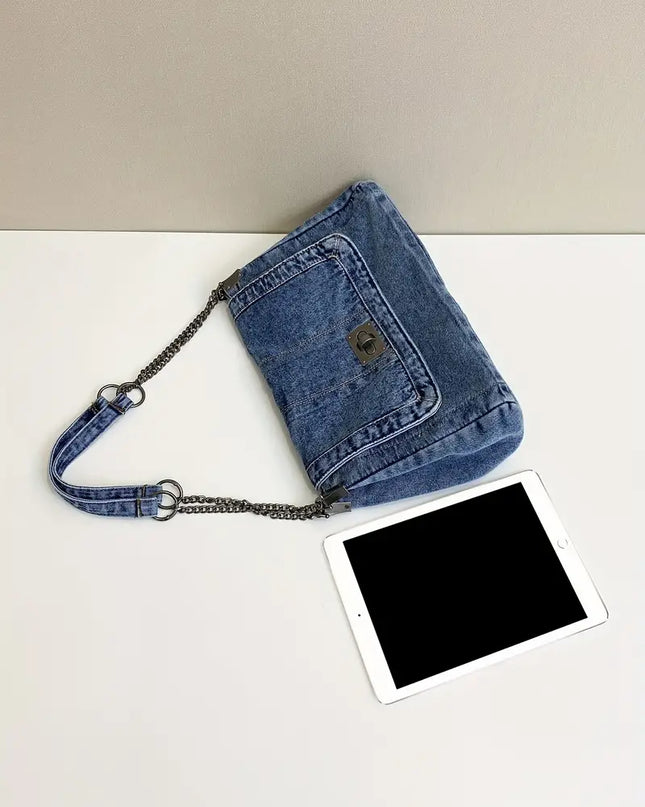 Chain Reaction Crossbody Denim Bag