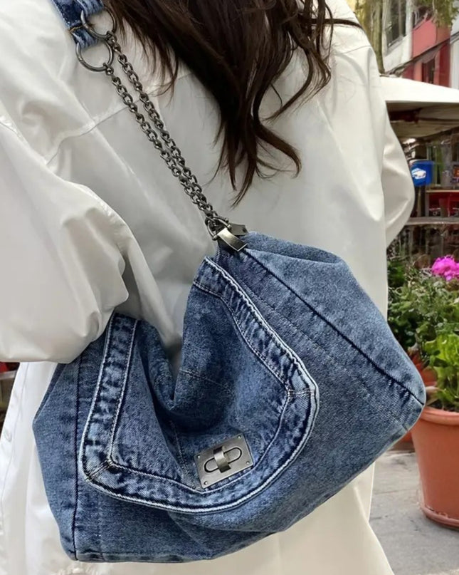 Chain Reaction Crossbody Denim Bag