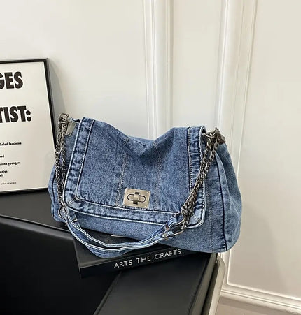 Chain Reaction Crossbody Denim Bag