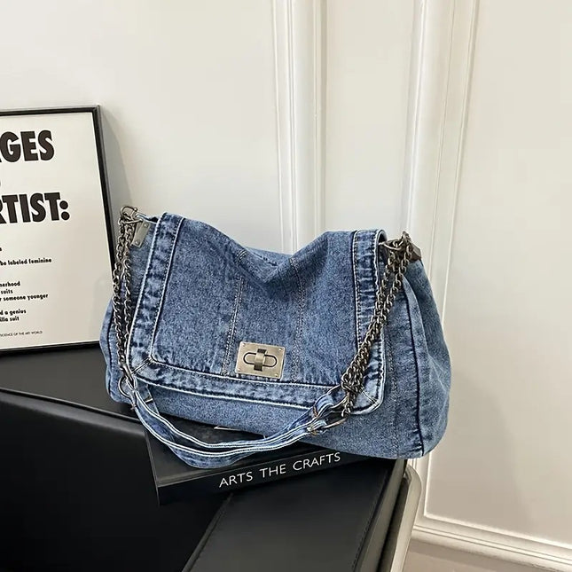 Chain Reaction Crossbody Denim Bag